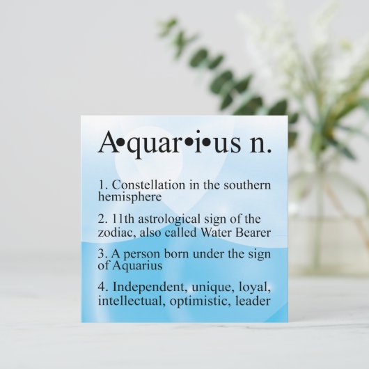 Aquarius Birthday Uitnodiging of geboorteaankondig (Staand voorkant)