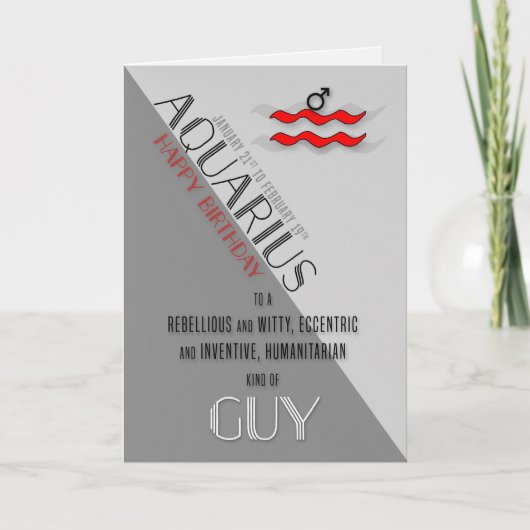 Aquarius Birthday voor hem 21 januari t/m februari Kaart (Voorkant)
