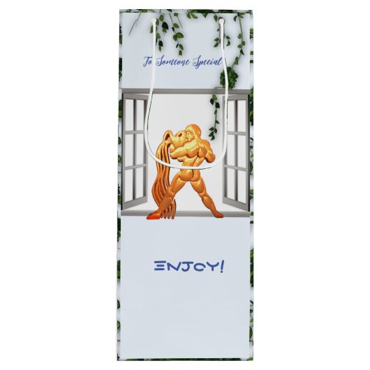 Aquarius Birthday Wijn Cadeautas (Voorkant)