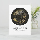 Aquarius Black & Gold Zodiac Sign Birthday Kaart (Staand voorkant)
