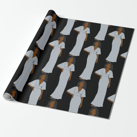 Aquarius Black Zodiac Astrology Wrapping Paper Cadeaupapier (Uitgerold)