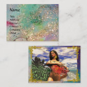 AQUARIUS ,blauwgroen, blauw, groen, geelgoud schit Visitekaartje (Voorkant / Achterkant)