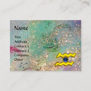 AQUARIUS, blauwgroen, blauw, groen, goudgeel Visitekaartje