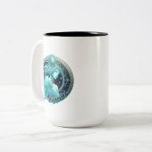 Aquarius Blauwgroen en Zwarte Waterverf Zodiac Tweekleurige Koffiemok (Voorkant links)