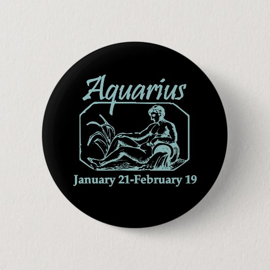 Aquarius Blauwgroen Ronde Button 5,7 Cm (Voorkant)