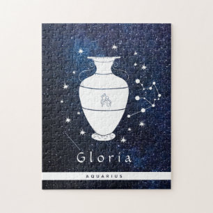 Aquarius Blue Cosmic Star Galaxy Zodiac Sign Name Legpuzzel