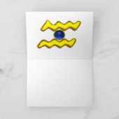 AQUARIUS Blue Sapphire & Gold Zodiac Birthday Kaart (Binnen)