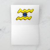 AQUARIUS Blue Sapphire & Gold Zodiac Birthday Kaart (Binnen)