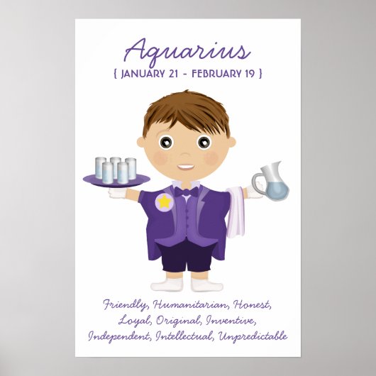 Aquarius - Boy Horoscope Poster (Voorkant)
