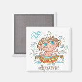 Aquarius Cartoon Baby Magneet (Voorkant / Achterkant)