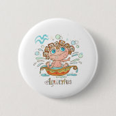 Aquarius Cartoon Baby Ronde Button 5,7 Cm (Voorkant)