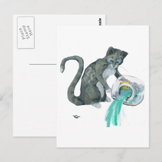 Aquarius Cat Briefkaart (Voorkant / Achterkant)