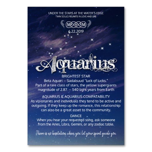 Aquarius Centerstuk Tafelkaart Kaart (Voorkant)