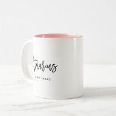 Aquarius Chic Horoscoop Modern Script Zodiac Sign Tweekleurige Koffiemok (Voorkant links)