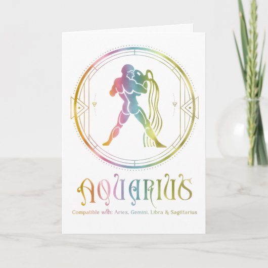Aquarius Compatibility Birthday Wenskaart Kaart (Voorkant)