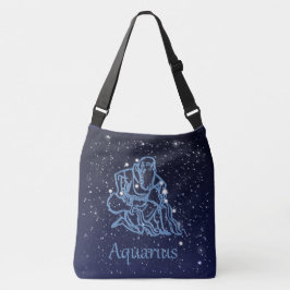 Aquarius Constellation and Zodiac Sign with Stars Crossbody Tas