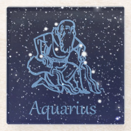 Aquarius Constellation and Zodiac Sign with Stars Glazen Onderzetter