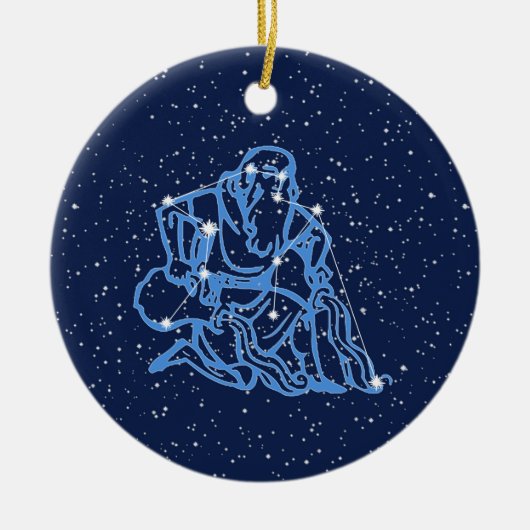 Aquarius Constellation and Zodiac Sign with Stars Keramisch Ornament (Voorkant)