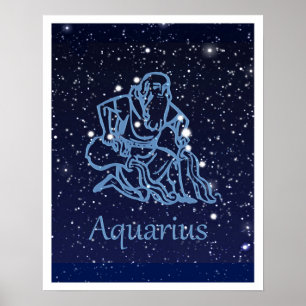 Aquarius Constellation and Zodiac Sign with Stars Poster