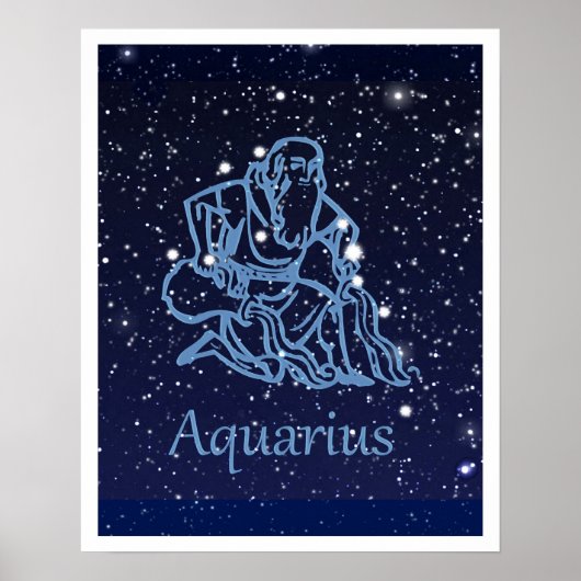 Aquarius Constellation and Zodiac Sign with Stars Poster (Voorkant)