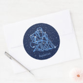 Aquarius Constellation and Zodiac Sign with Stars Ronde Sticker (Envelop)
