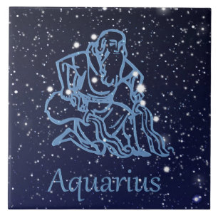 Aquarius Constellation and Zodiac Sign with Stars Tegeltje