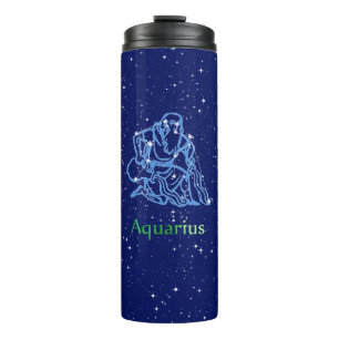 Aquarius Constellation and Zodiac Sign with Stars Thermosbeker
