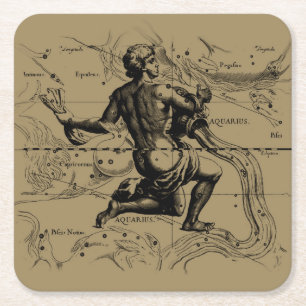 Aquarius Constellation door Hevelius 1690 Kartonnen Onderzetters