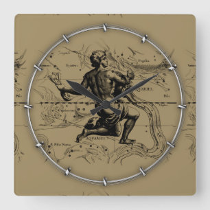  Aquarius Constellation door Hevelius 1690 Vierkante Klok