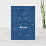 Aquarius Constellation Happy Birthday Friend Kaart<br><div class="desc">Een gelukkig verjaardagswenskaart met de constellatie voor Aquarius in de nachtelijke hemel met een indigo waterverf wasachtergrond. Fun kaart om een vriend van Aquarius te geven. Je kunt de andere sterrensignaalconstellaties vinden op allerlei objecten in mijn winkel.</div>