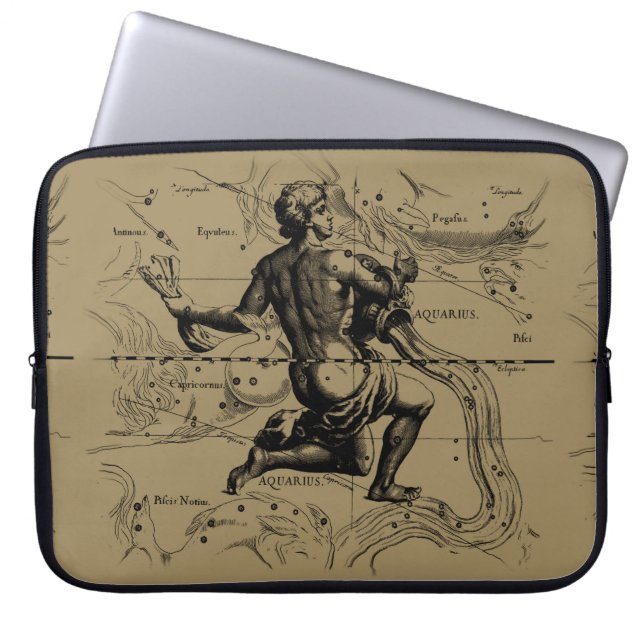 Aquarius Constellation Hevelius 1690 Engraving Laptop Sleeve (Voorkant)