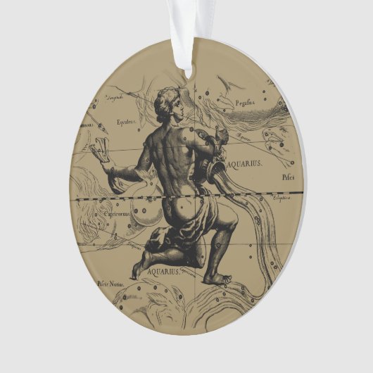 Aquarius Constellation Hevelius 1690 Engraving Ornament (voorkant)