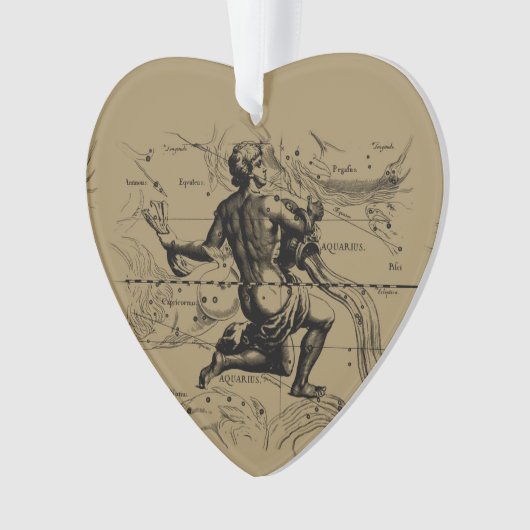 Aquarius Constellation Hevelius 1690 Engraving Ornament (voorkant)
