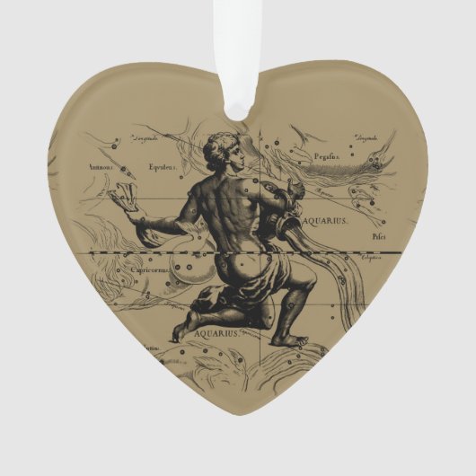 Aquarius Constellation Hevelius 1690 Engraving Ornament (voorkant)