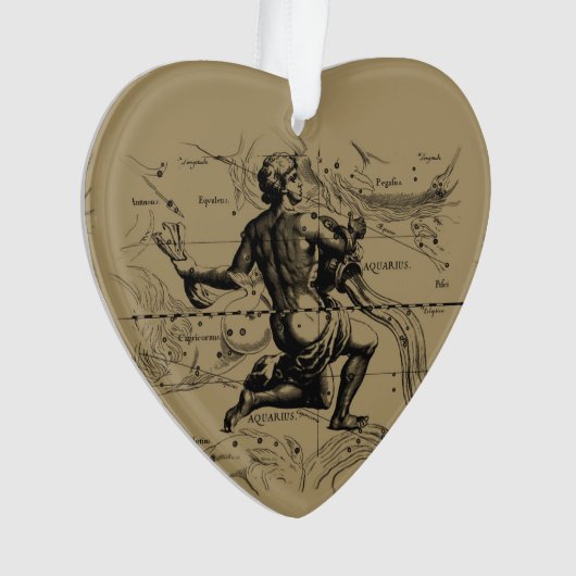 Aquarius Constellation Hevelius 1690 Engraving Ornament (voorkant)