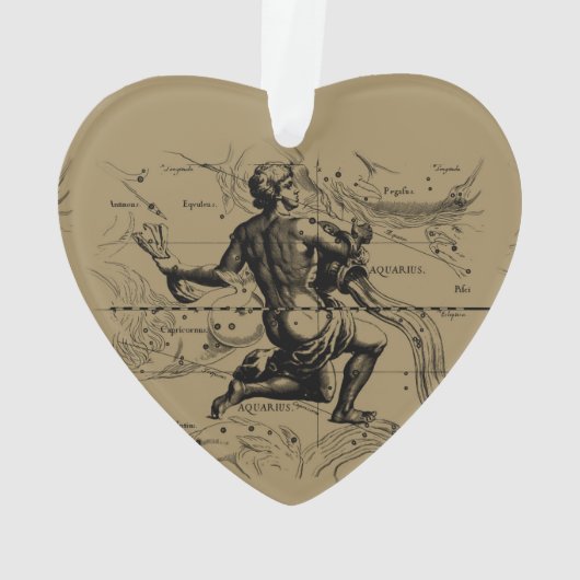 Aquarius Constellation Hevelius 1690 Engraving Ornament (achterkant)