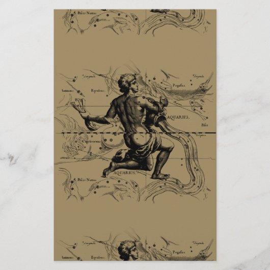 Aquarius Constellation Map door Hevelius Briefpapier (Voorkant)
