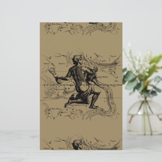 Aquarius Constellation Map door Hevelius Briefpapier (Staand voorkant)