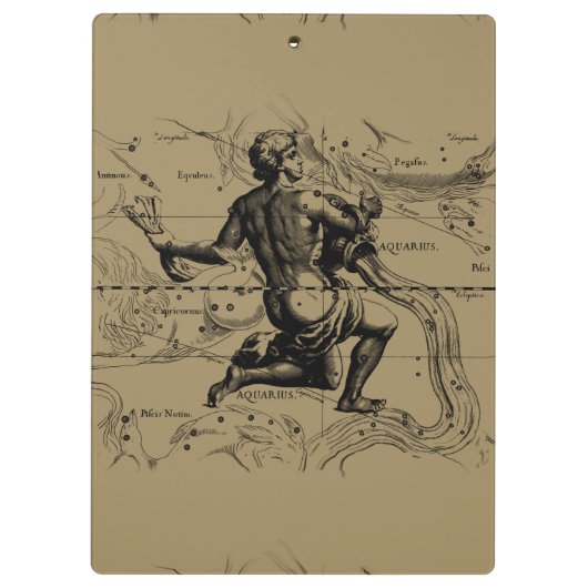 Aquarius Constellation Map door Hevelius Klembord (Achterkant)