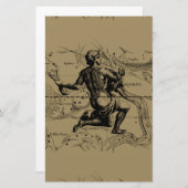 Aquarius Constellation Map Hevelius 1690 op Taupe Briefpapier (Voorkant / Achterkant)