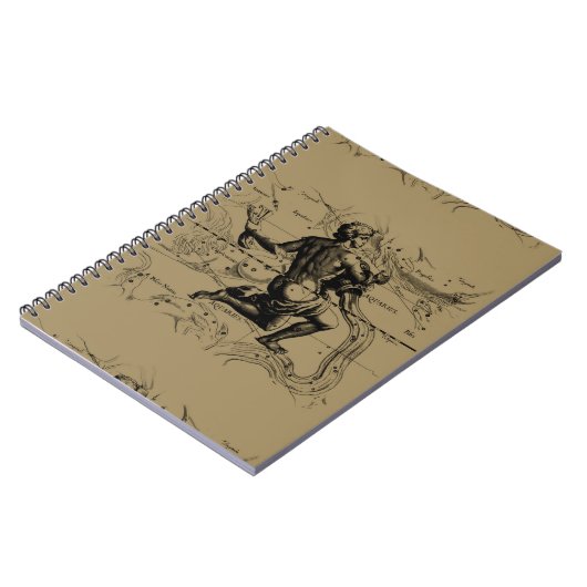 Aquarius Constellation Map Hevelius 1690 op Taupe Notitieboek (Linkerzijde)