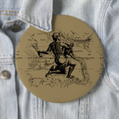 Aquarius Constellation Map Hevelius 1690 op Taupe Ronde Button 6,0 Cm (In situ)