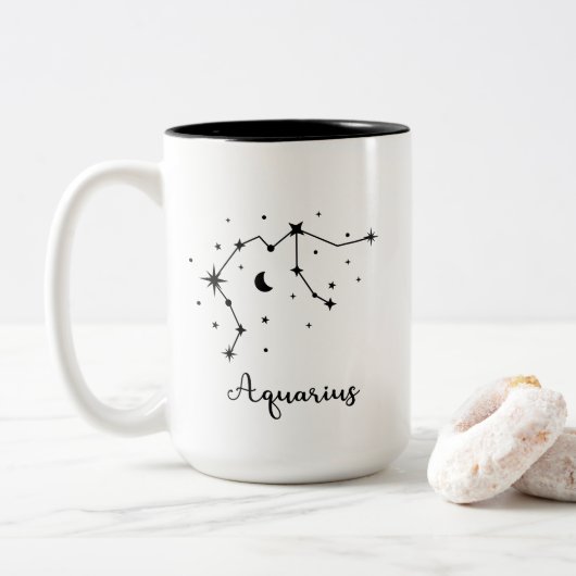 Aquarius Constellation Tweekleurige Koffiemok (Met donut)