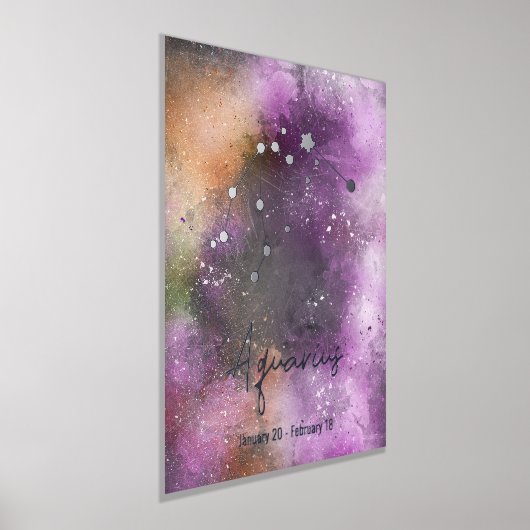 Aquarius Constellation Zodiac Sign Paars Folie Afdrukken (Laagn)