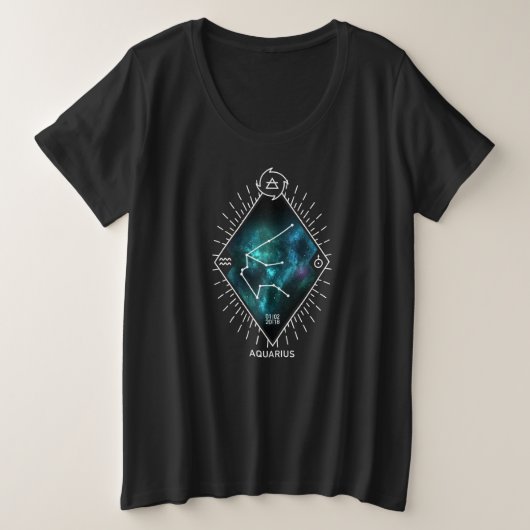 Aquarius Constellation & Zodiac Symbol Grote Maat T-shirt (Design voorkant)