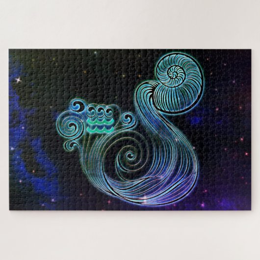 aquarius de waterdrager de zodische puzzel legpuzzel (Horizontaal)