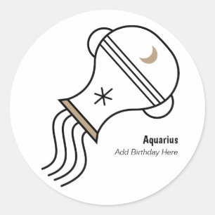 Aquarius de waterdrager gepersonaliseerde partij g ronde sticker