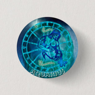 Aquarius de waterdrager Horoscope Ronde Button 3,2 Cm