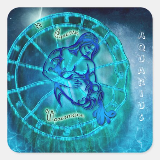 Aquarius de waterdrager Horoscope Vierkante Sticker (Voorkant)