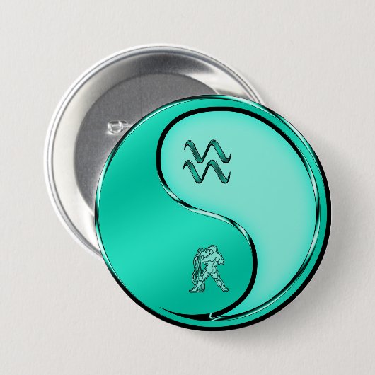 Aquarius de waterdrager ronde button 7,6 cm (Voorkant /achterkant)